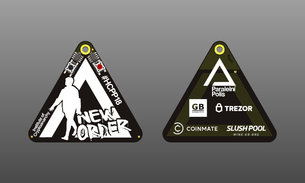 Front and back sides of the HCPP 2018 badge, artist rendering